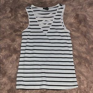 black and white striped rue 21 tank top